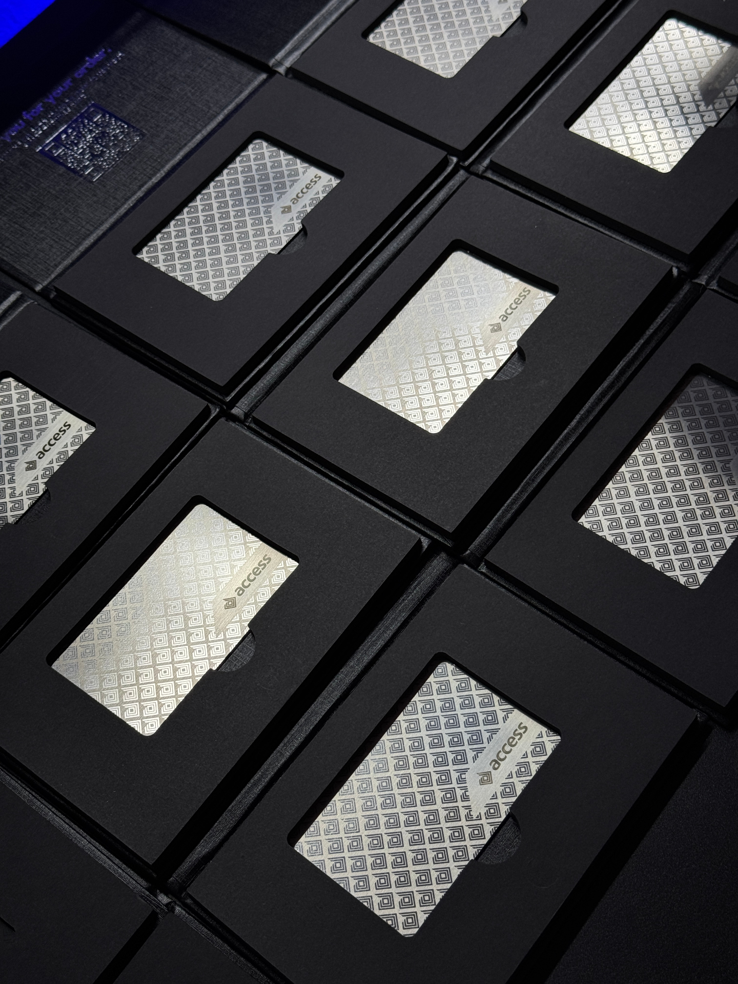 Access branded NFC cards in premium packaging