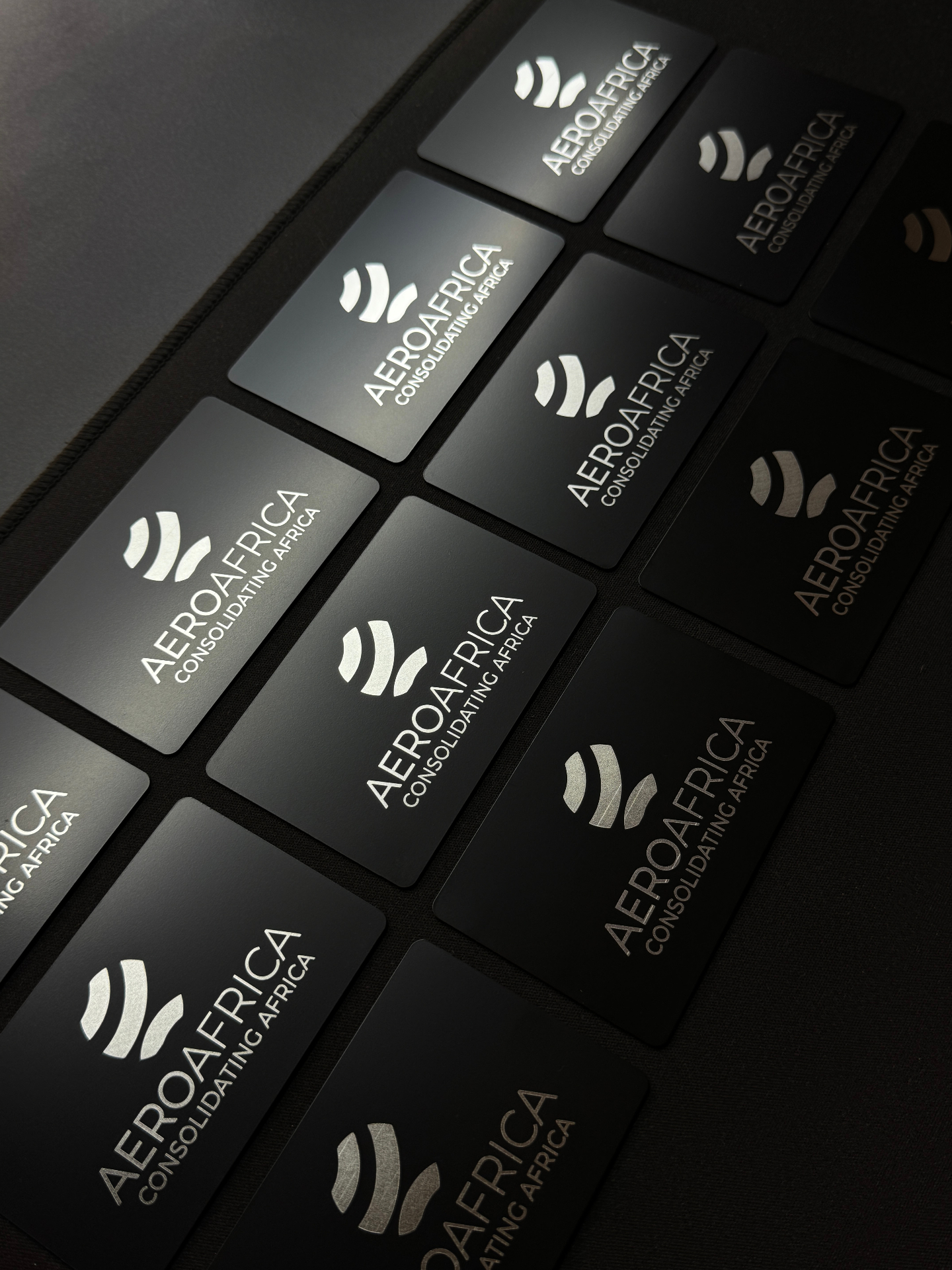 AeroAfrica matte black NFC business cards